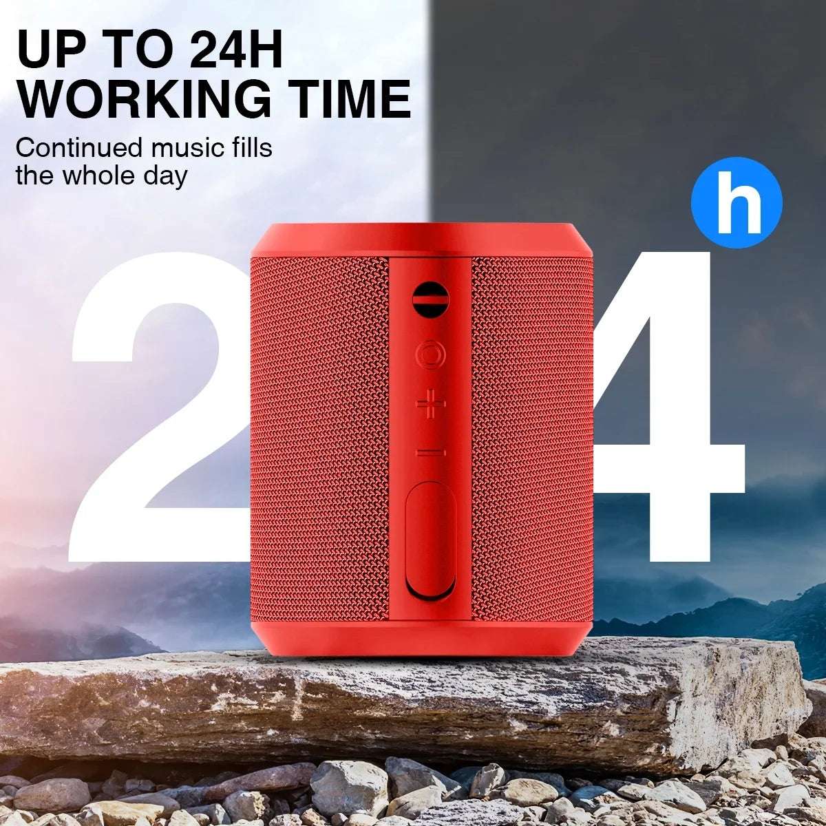 Enceinte Bluetooth portable Ma boutique avec bass stéréo, étanche IPX7, autonomie de 24h et portée Bluetooth jusqu'à 100 pieds.