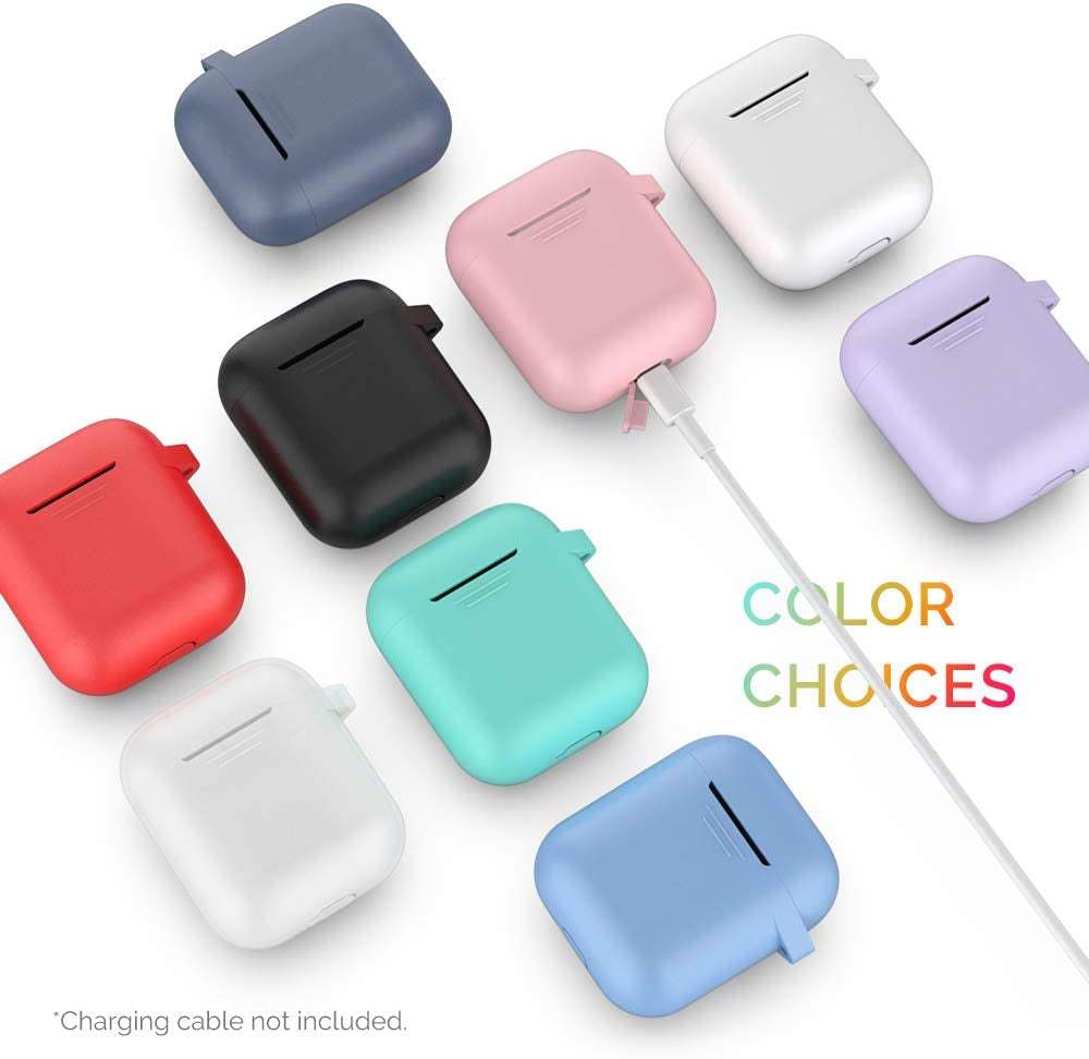 Étui en silicone noir de Ma boutique pour AirPods 1 et 2 avec LED avant visible, protection flexible et durable.
