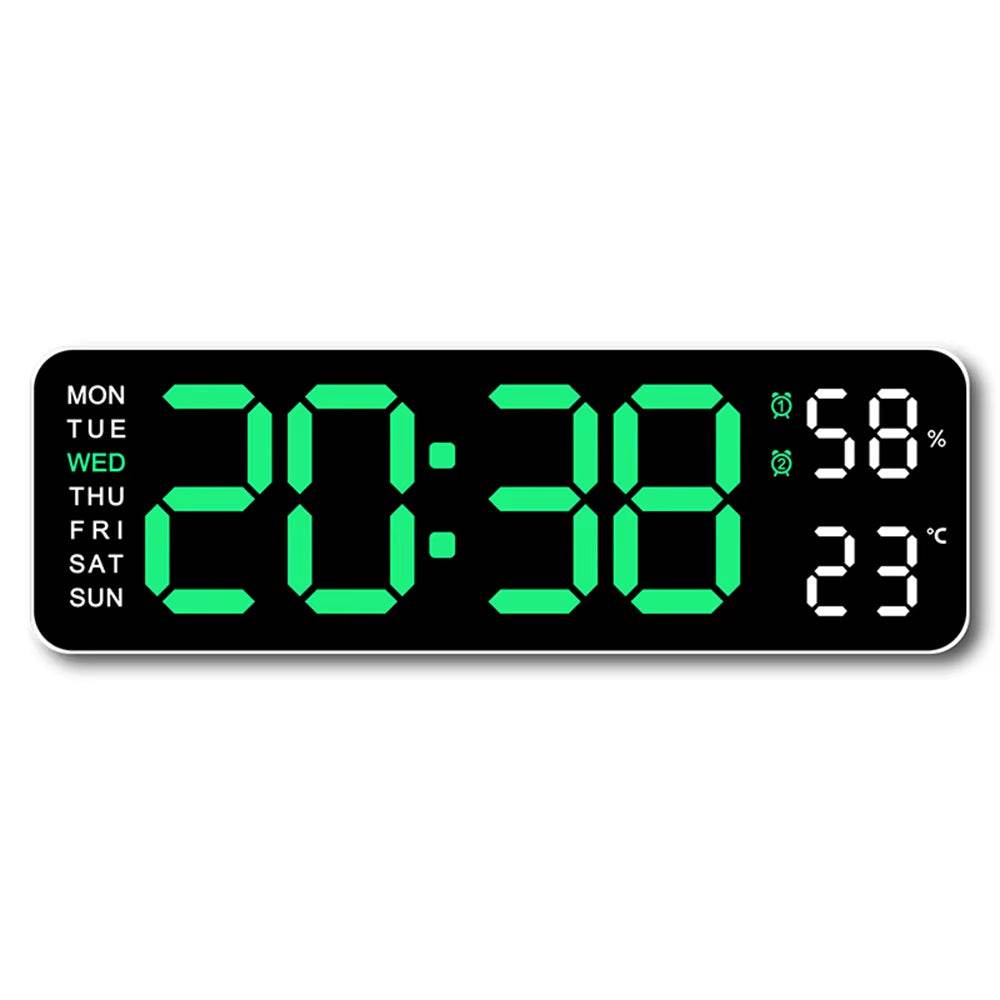 Horloge murale numérique LED grande avec affichage de la température, de l'humidité et de la semaine, par Ma boutique
