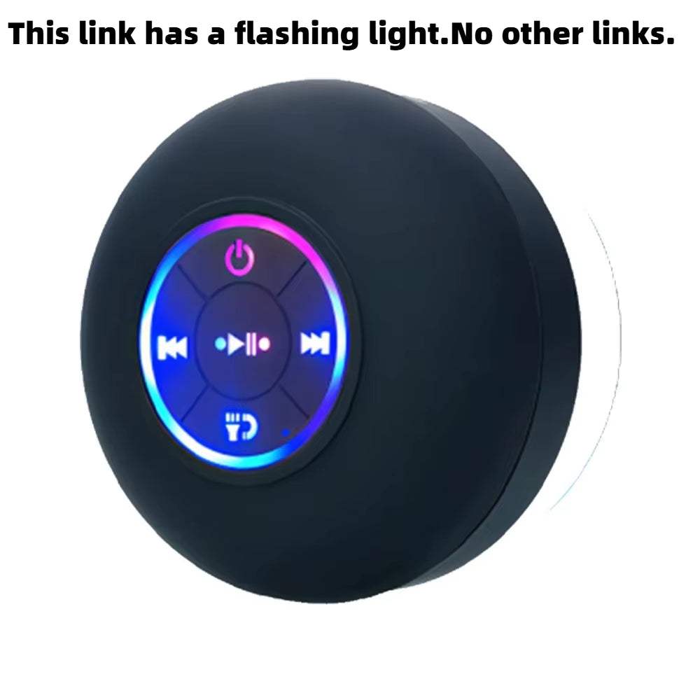 Haut-parleur Bluetooth LED AquaBeat Mini étanche avec ventouse, son puissant et design compact, en couleur bleue.