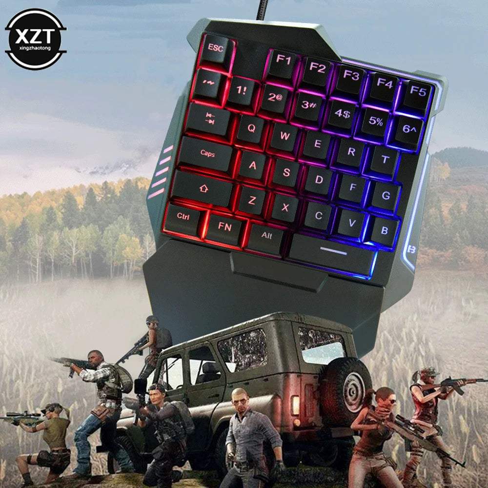 Clavier mécanique de jeu portable à une main, 35 touches, clavier filaire compact et ergonomique pour gaming.