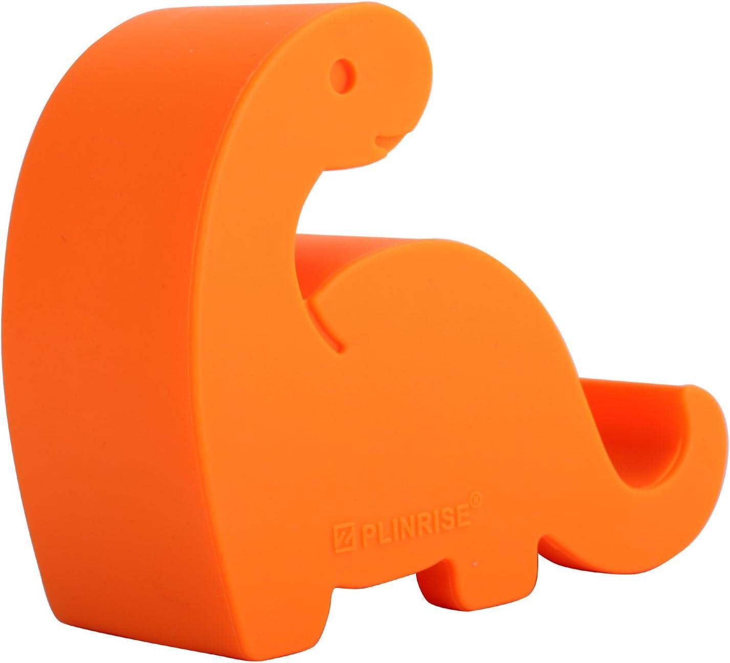 Support pour téléphone de bureau Plinrise Animal dinosaure en silicone orange, porte-téléphone et tablette créatif, 3,0" x 2,7" x 1,3".