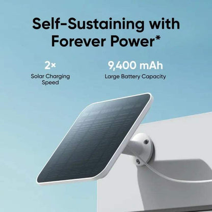 Caméra de sécurité solaire sans fil 2K pour l'extérieur, image montrant la caméra robuste et résistante aux intempéries.