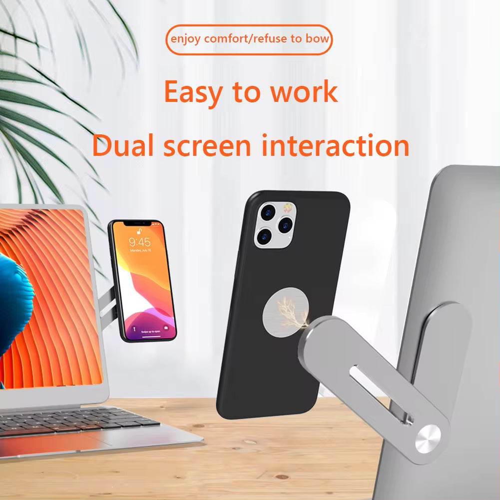 Support de téléphone en métal magnétique pour Tesla, iPhone et PC, avec support pliable pour écran d'ordinateur et montage latéral.