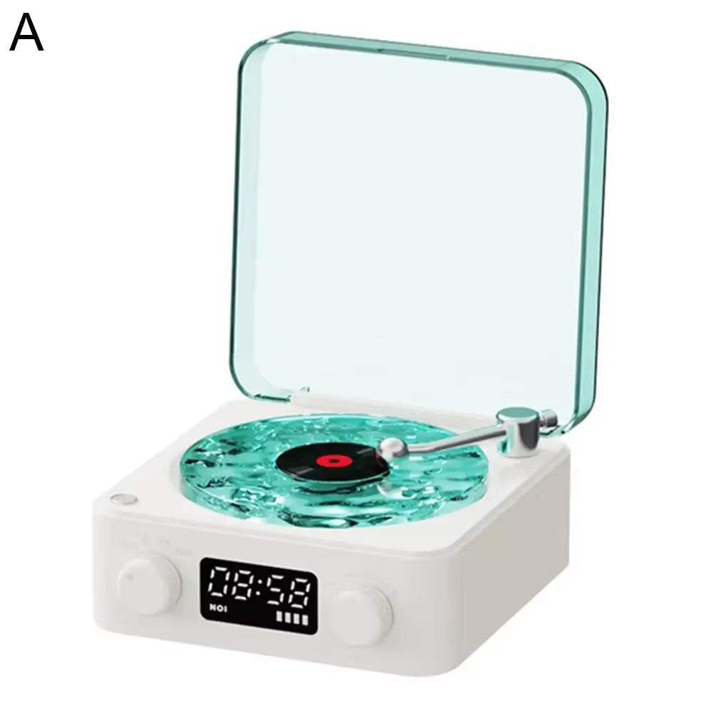 Haut-parleur Bluetooth rétro compact de Ma boutique, design vintage avec haut-parleurs visibles et boutons de contrôle.