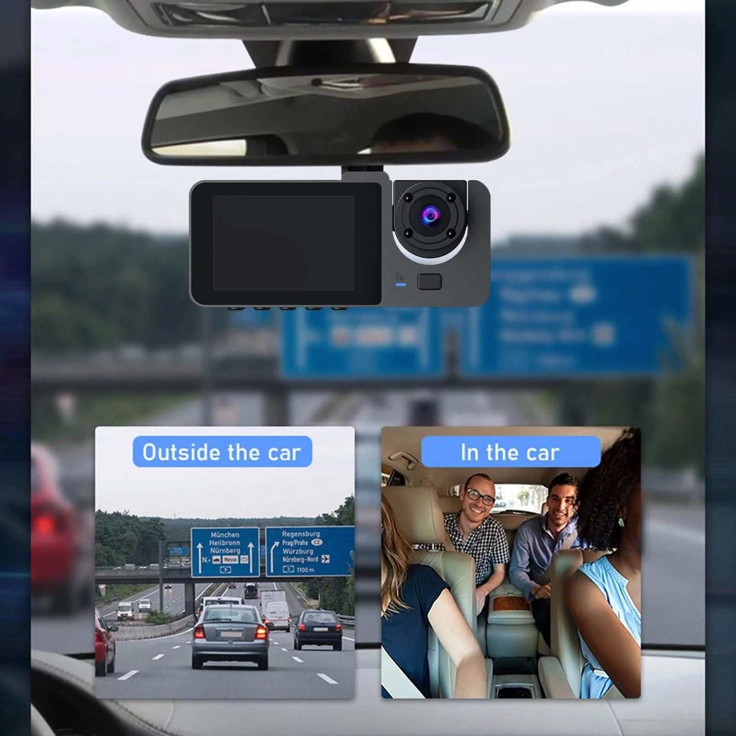 Caméra de bord Ma boutique 1080P 3 canaux pour voiture avec vision nocturne, surveillance parking et enregistrement en boucle