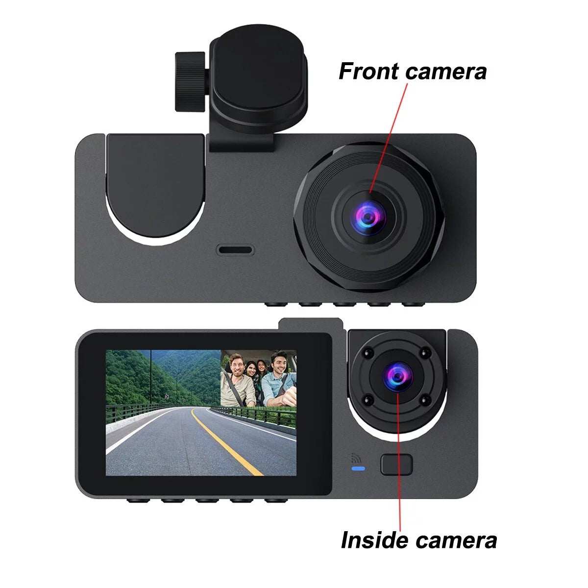 Caméra de tableau de bord Ma boutique, dash cam 1080P 3 canaux avec vision nocturne et enregistrement en boucle dans la voiture.