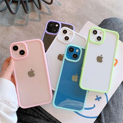Coque en silicone transparente Candy Shockproof pour iPhone 11 à 17, protection robuste et design coloré, marque Ma boutique.