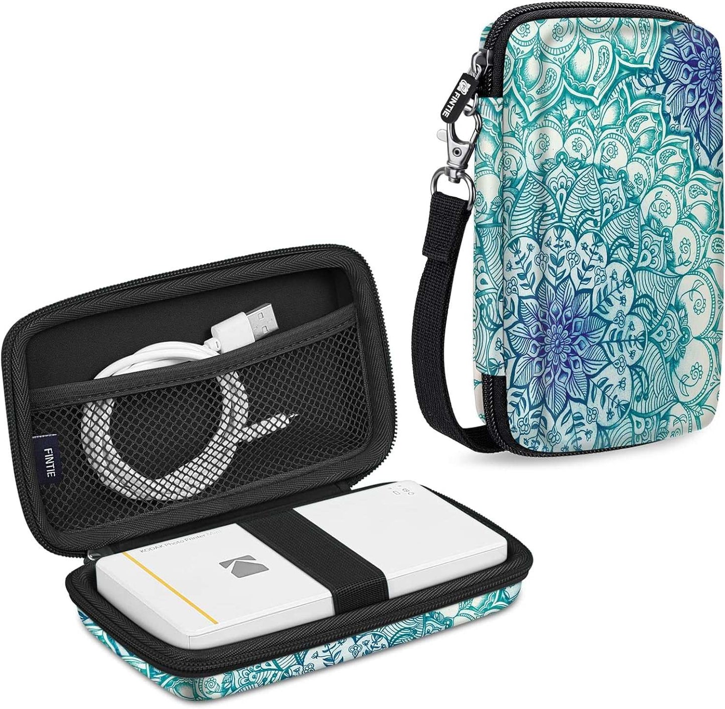 Étui de protection dur pour appareil photo Kodak Step Mini 2 HD et imprimante, couleur illusions émeraude, intérieur avec poche.