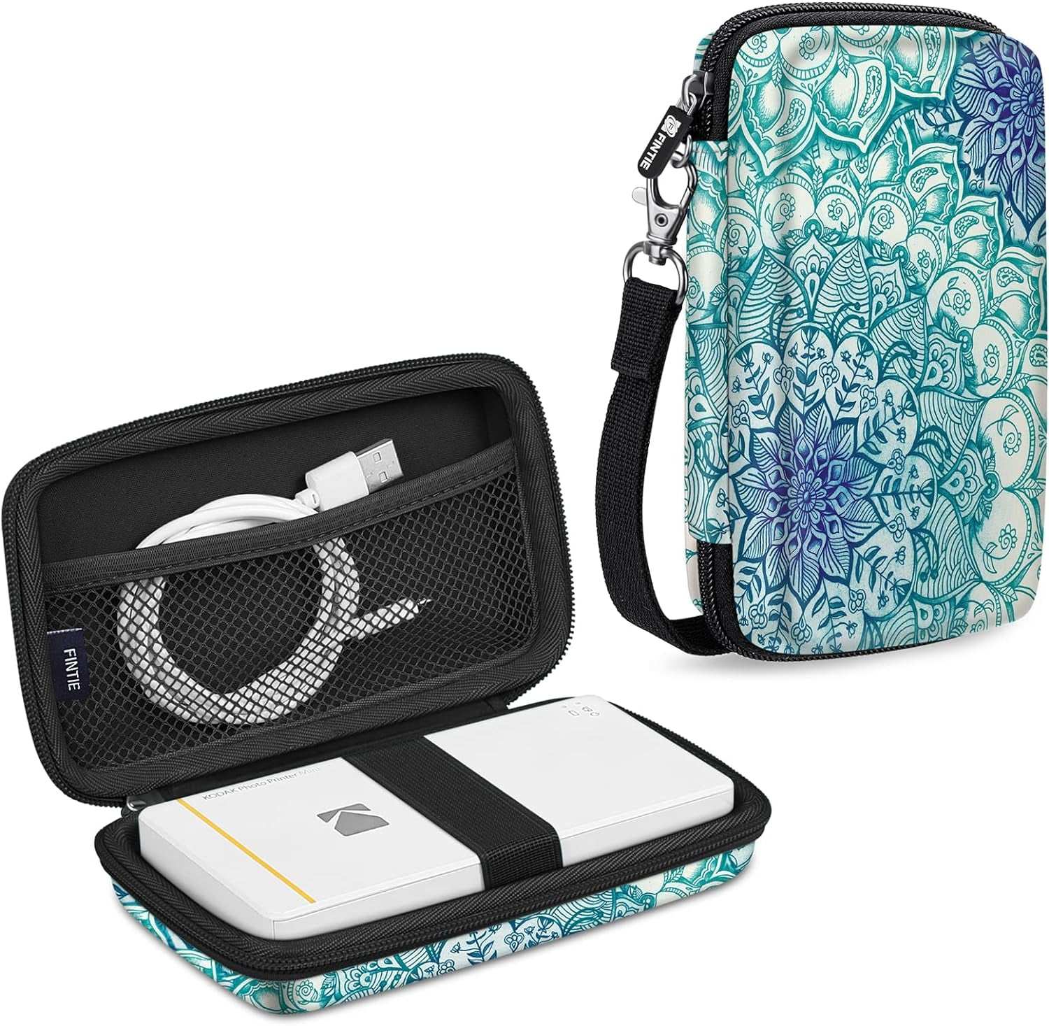 Étui de protection dur pour appareil photo Kodak Step Mini 2 HD et imprimante, couleur illusions émeraude, intérieur avec poche.