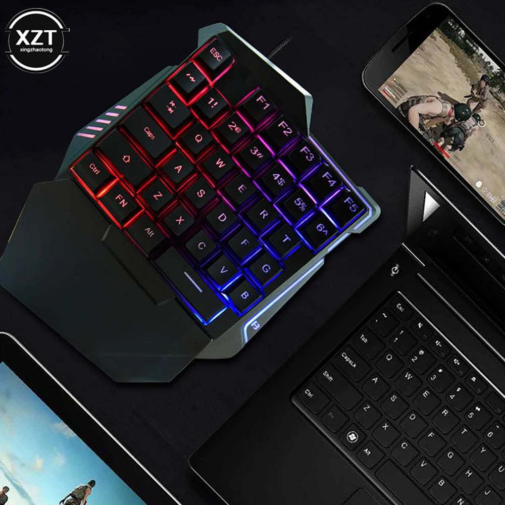 Clavier mécanique USB compact à une main pour gaming, 35 touches, portable, ergonomique, clavier filaire, sensation mécanique.