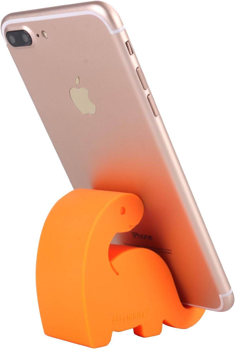 Support pour téléphone de bureau en silicone en forme de dinosaure orange, pour téléphone et tablette, taille 1,3" x 3,0" x 2,7".