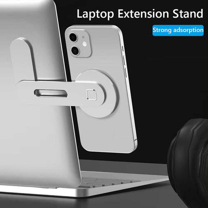 Support magnétique en métal pour téléphone et ordinateur portable, fixation latérale pour Tesla, iPhone et PC, pliable et pratique.
