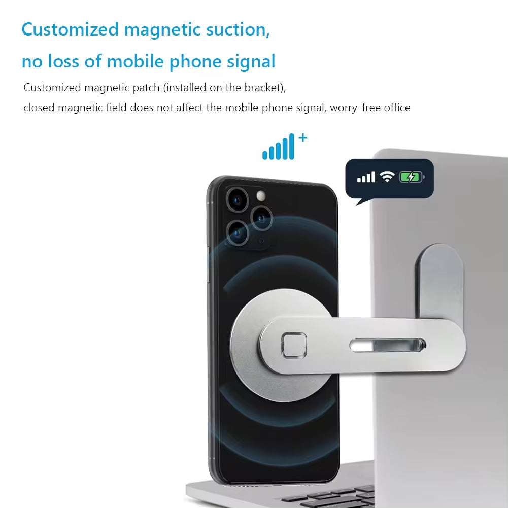 Support magnétique en métal pour téléphone et ordinateur portable, fixation latérale pour Tesla, iPhone et PC, pliable et robuste.