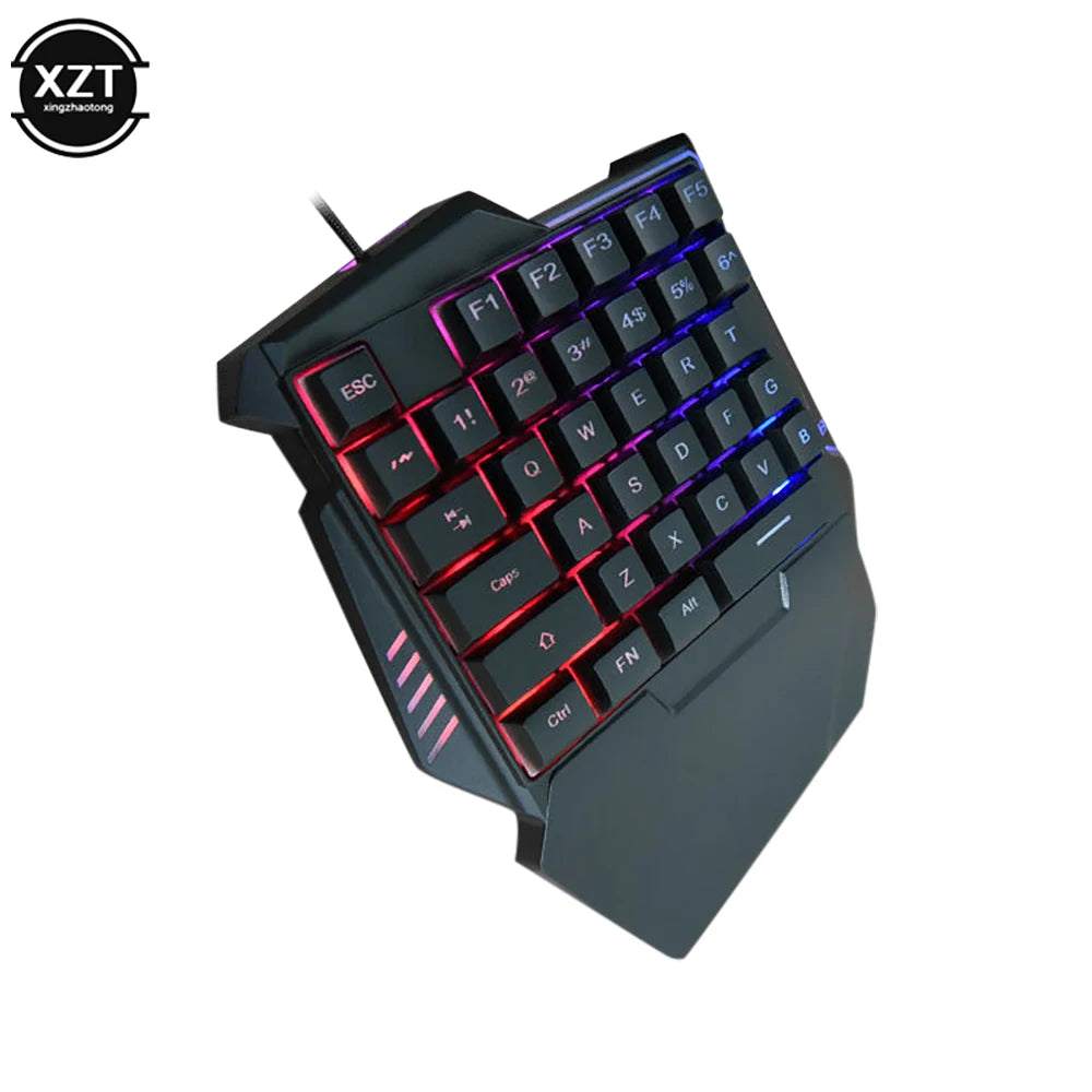 Clavier mécanique compact USB à une main, portable, 35 touches, clavier de jeu ergonomique et filaire pour gaming.