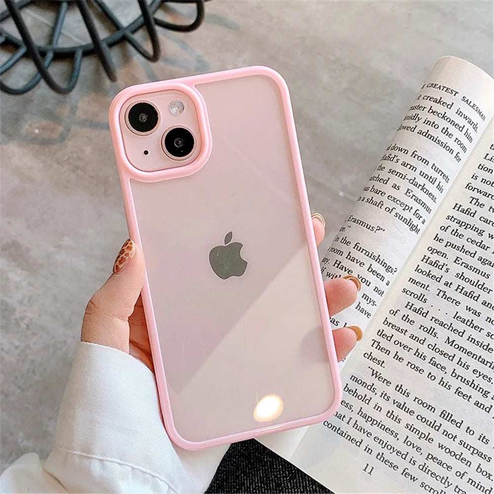 Coque en silicone transparente Candy Shockproof pour iPhone 11 à 17, protection arrière résistante et bumper antichoc.