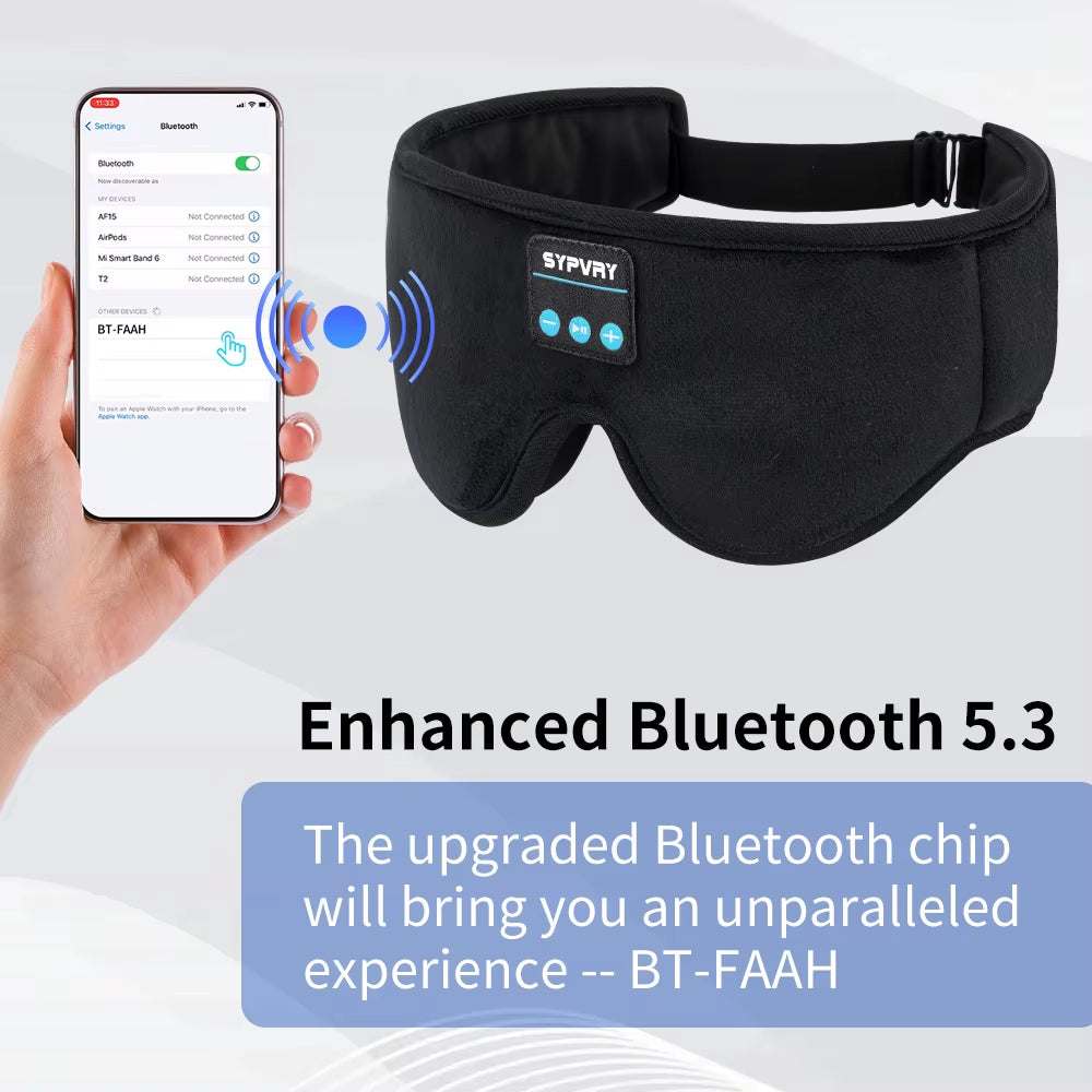 Masque de sommeil 3D DreamTune avec casque Bluetooth sans fil et bandeau ajustable, couvre les yeux pour dormir confortablement