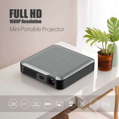 Projecteur intelligent Full HD 4K 3D Ma boutique avec autofocus, Android 9.0, Wifi 5G, batterie 10500mAh, pour smartphone et cinéma.